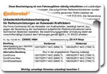 Motorradreifenfreigabe im Scheckkartenformat von Continental