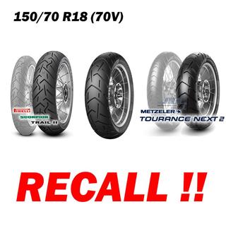 Pirelli Scorpion Trail 2 und Metzeler Tourance Next werden in der Größe 150/70 R18 zurückgerufen