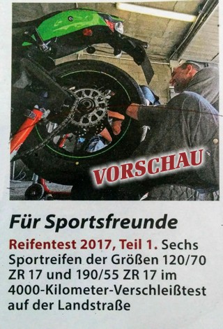Sport Motorradreifen Test 2017 - 120/70 ZR17 und 190/55 ZR17